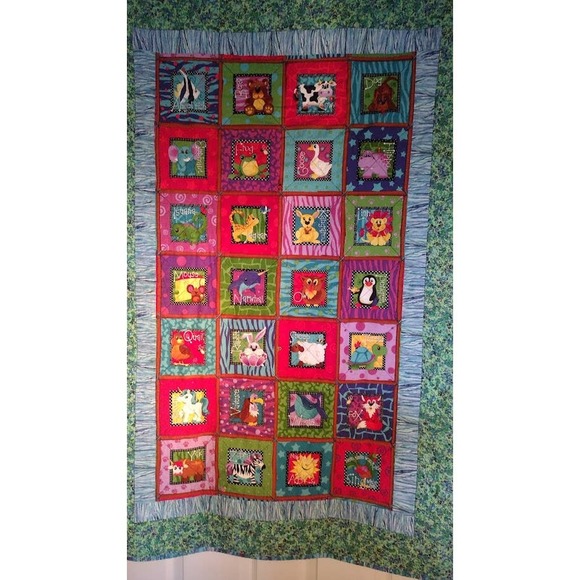 Andover Alpha Buddies Finished Baby Quilt, Bright Colors, 51" x 34" - Picture 1 of 6
